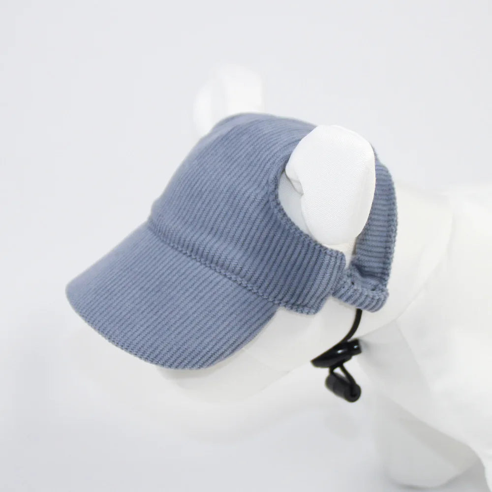 Chapeau pour Chien Anti-UV – Casquette Réglable en Velours Côtelé, Tailles XS à XL