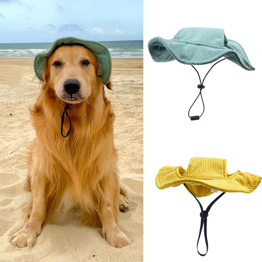 Chapeau pour Chien Anti-UV – Casquette Réglable en Velours Côtelé, Tailles XS à XL